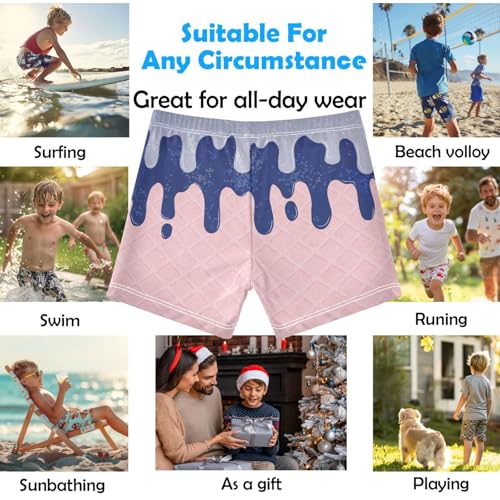 Boys Swim Trunks Quick Dry Bathing Suit Pink Ice Cream Blue Sky Toddler Swim Shorts Boardshorts Swimwear 3-102