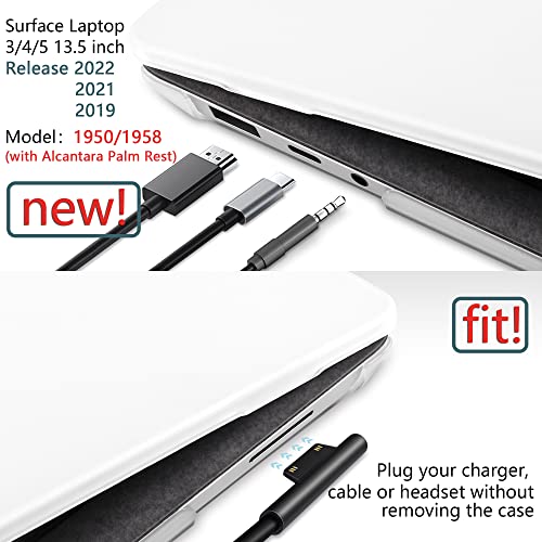 Twolskoo Case For 13.5" Microsoft Surface Laptop 5/4/3 With Alcantara Palm Rest Model 1950/1958/1867/1769, Protective Plastic Hard Shell & Keyboard Cover & Screen Protector & Dust Plugs, Frosted Clear #TOP2