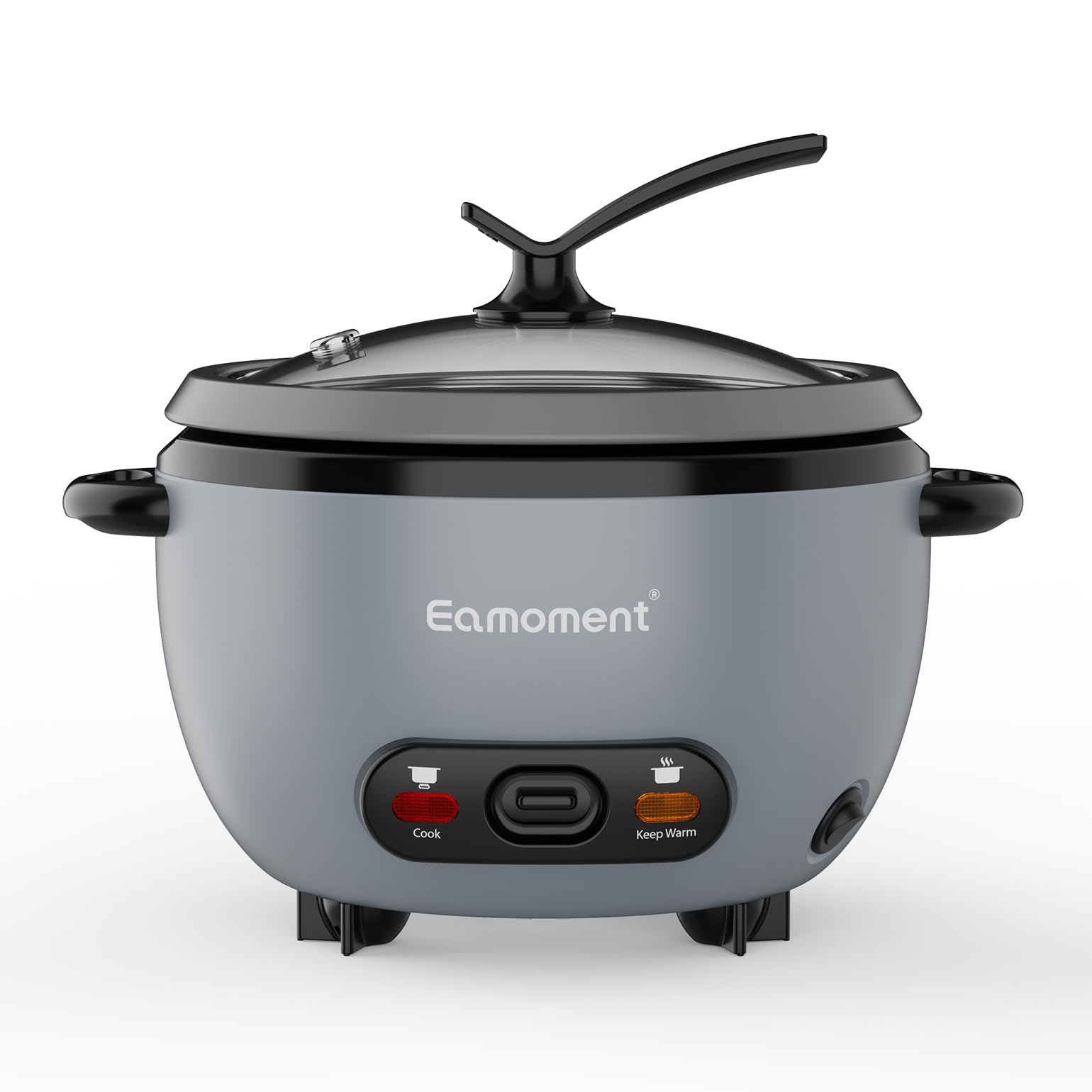 ERC-5P07SL 1L | 400W Reiskocher & Schwarzer Dämpfeinsatz Warm & Kochen 1-5 Personen Antihaft-abnehmbarer Topf, Messbecher Spatel, Aufstellbarer Knopf,Silber