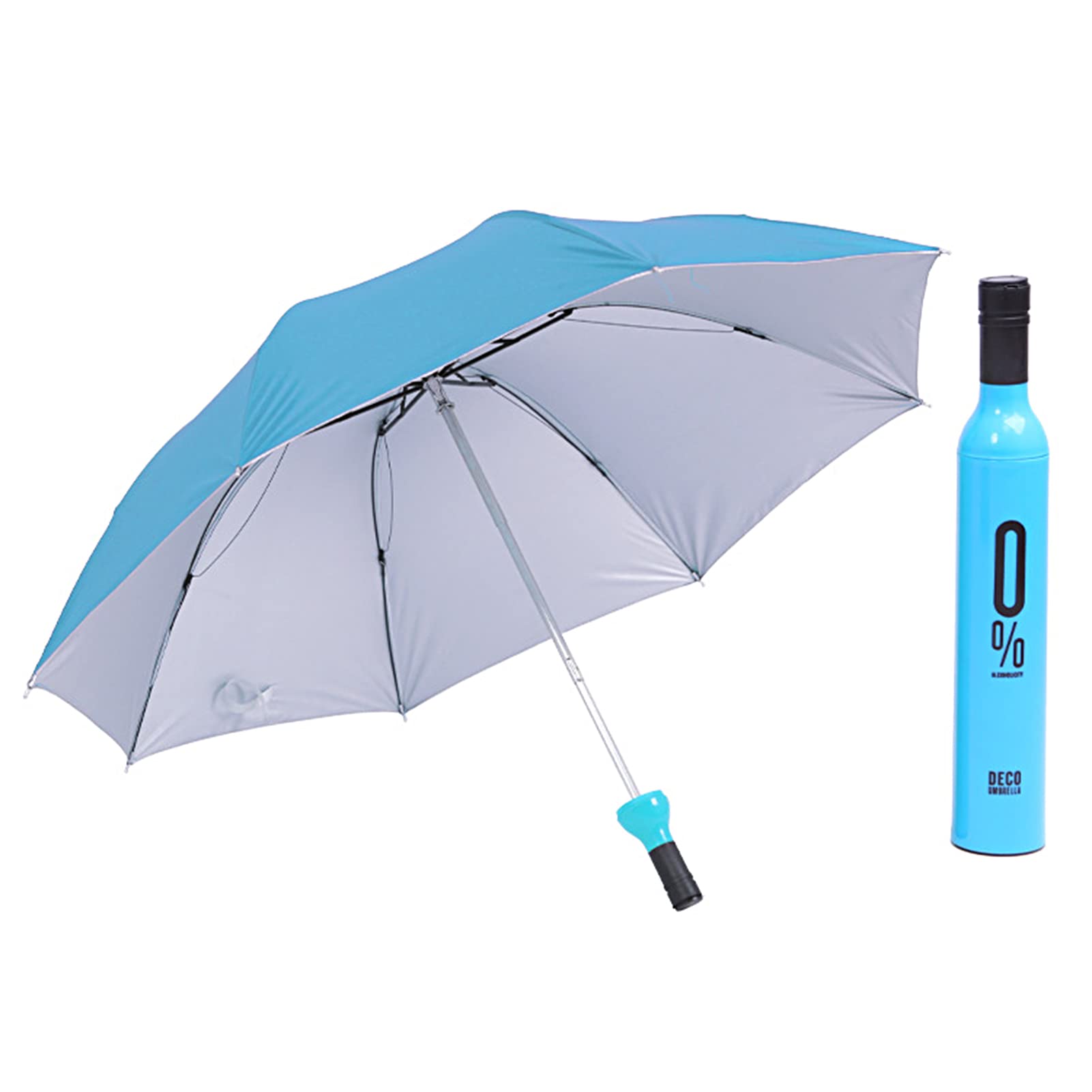 Shinroad Blue Wine Bottle Umbrella, Portable Umbrella For Travel, Waterproof, Windproof, Sun Protection, Compact,