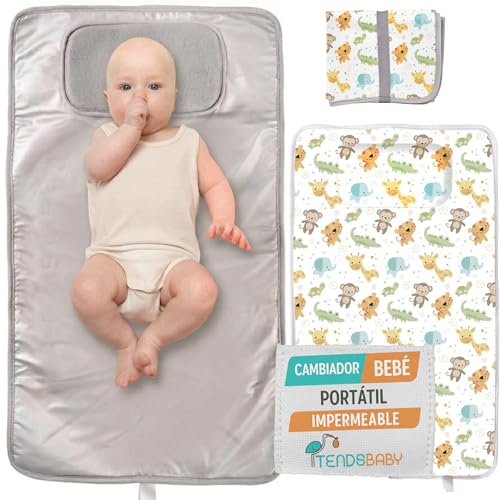 TENDS Cambiador bebe portatil impermeable - Cambiador bebe de viaje plegable acolchado que Mantiene al Bebe Cómodo y Limpio - Perfecto como Regalos Originales para Bebes Recien Nacidos