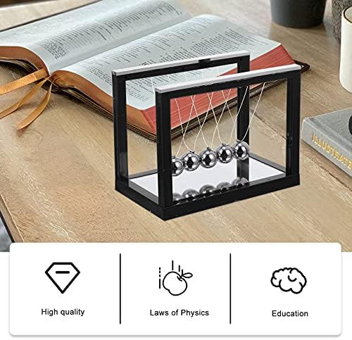 Hemobllo Newton Cradle Balance Ball Metal Swing Ball Desk Decoration Science Toys Metal Pendulum Balls for Office Physics Teacher Decorations (Orange)