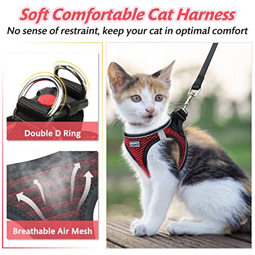Nanappice Cat Harness And Leash Set For Walking Escape Proof,Adjustable Soft Kittens Vest With Reflective Strip For Small Cats,Easy To Control #TOP2