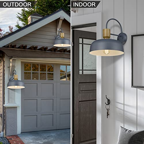Luminzone Outdoor Barn Light Hammered Barn Light, Farmhouse Exterior Wall Mount Light Vintage Wall Lighting Fixture Industrial Sconce Lantern for Porch, Entryway, Garage, Blue, 1 Pack by Luminzone - Image 8
