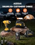 AstroAI H2 Pro Cordless Tire Inflator Portable Air Compressor Fully Upgraded Tire Inflator with DC 12V & Battery Dual Power Supplies Fast Inflation Air Pump for Car Tires Motorcycles Yellow