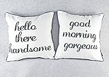 Set of 2 Mr and Mrs Home Decor Black White Husband Wife Throw Pillow Cover Cushion Case - 18 