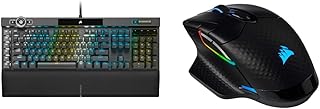 Corsair K100 RGB Mechanical Gaming Keyboard - Cherry MX Speed RGB Silver Keyswitches - AXON Hyper-Processing Technology for 4X Faster Throughput - 44-Zone RGB & Dark Core RGB PRO SE Wireless Mouse