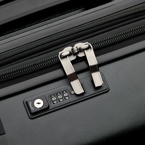 Jeep JH002B Hardside Expandable Luggage with Spinner Wheels, Black, 2 Piece Set 19/29 Inch