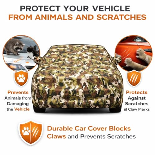 Image of Smart 100% Waterproof Car Cover for Brezza & All Models - Custom Fit with Mirror Pockets, Triple-Stitched, Soft Inner Lining, Dust, UV & Heat Resistant, Outdoor /Indoor All Waether Protection