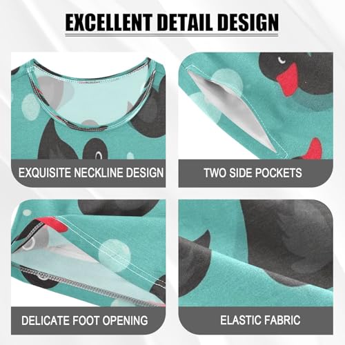 Pajama Sets Short Sleeve Black Ducks on Water Soft Cotton Summer Sleepwear 2 Piece PJS Size 5-14T3