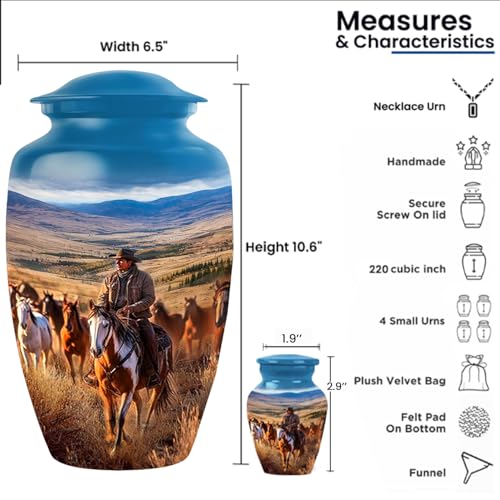 Image of Dallas Cowboy Urn Set of 6 with 1 Large Cremation Urn for Ashes Adult Male & Female, 4 Small Urns & 1 Pendant for Ashes | Decorative Urns for Funeral Upto 220 lbs