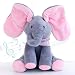 Abestest Plush Toy peek-a-Boo Elephant, Hide-and-Seek Game Baby Animated Plush Elephant Doll Present (Pink)