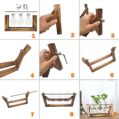 Kingbuy Glass Desktop Planter With Retro Wooden Stand Plant Propagation Station 2 Set #TOP4