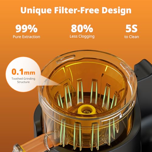 AIRMSEN Juicer Machines, 5.8" Feed Chute Cold Press Juicer for Whole Fruit and Vegetable, 2.2 qt Auto-Feed Time-Saver, 7+1-Stage New Upgraded Auger Slow Masticating High Yield, Easy to Clean Black - Image 4