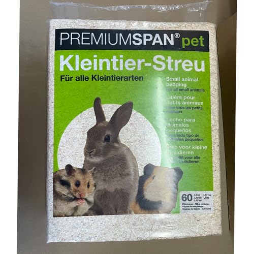 PREMIUMSPAN pet Kleintier-Streu Hobelspäne, 60l – 3.5 kg