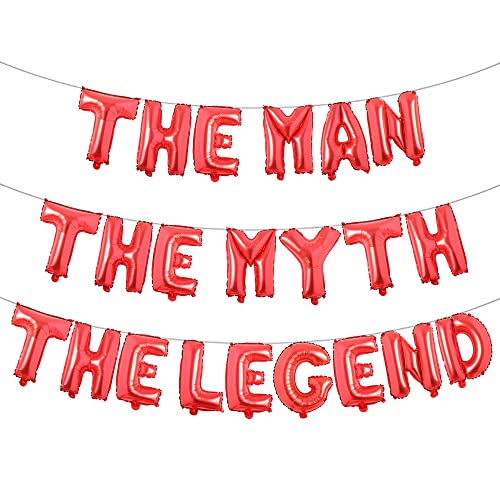 The Man The Myth The Legend Balloon | Retirement Party Decorations Foil Balloon Banner Backdrops | Men Party Balloons For Him Guy Funny Birthday Father's Day Decoration (The Legend Red) #TOP8