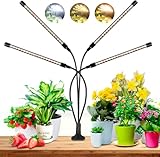 Vollspektrum LED Clip-Pflanzenlampe, 360° einstellbarer Schwanenhals 4-Röhren für Zimmerpflanzen, 3/9/12h Auto-Timer, 10 Dimmstufen & 3 Spektralmodi