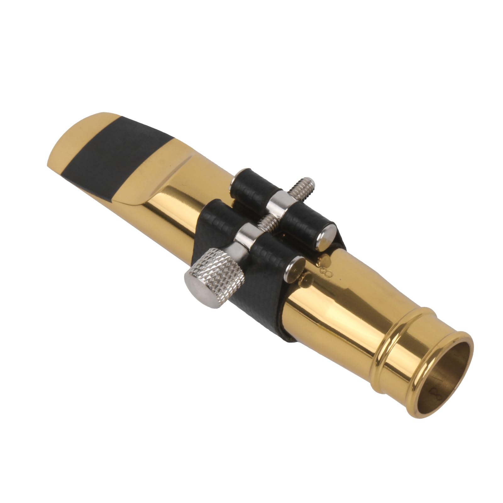 Embouchure de saxophone ténor plaqué or style jazz 8# avec capuchon en cuir PU