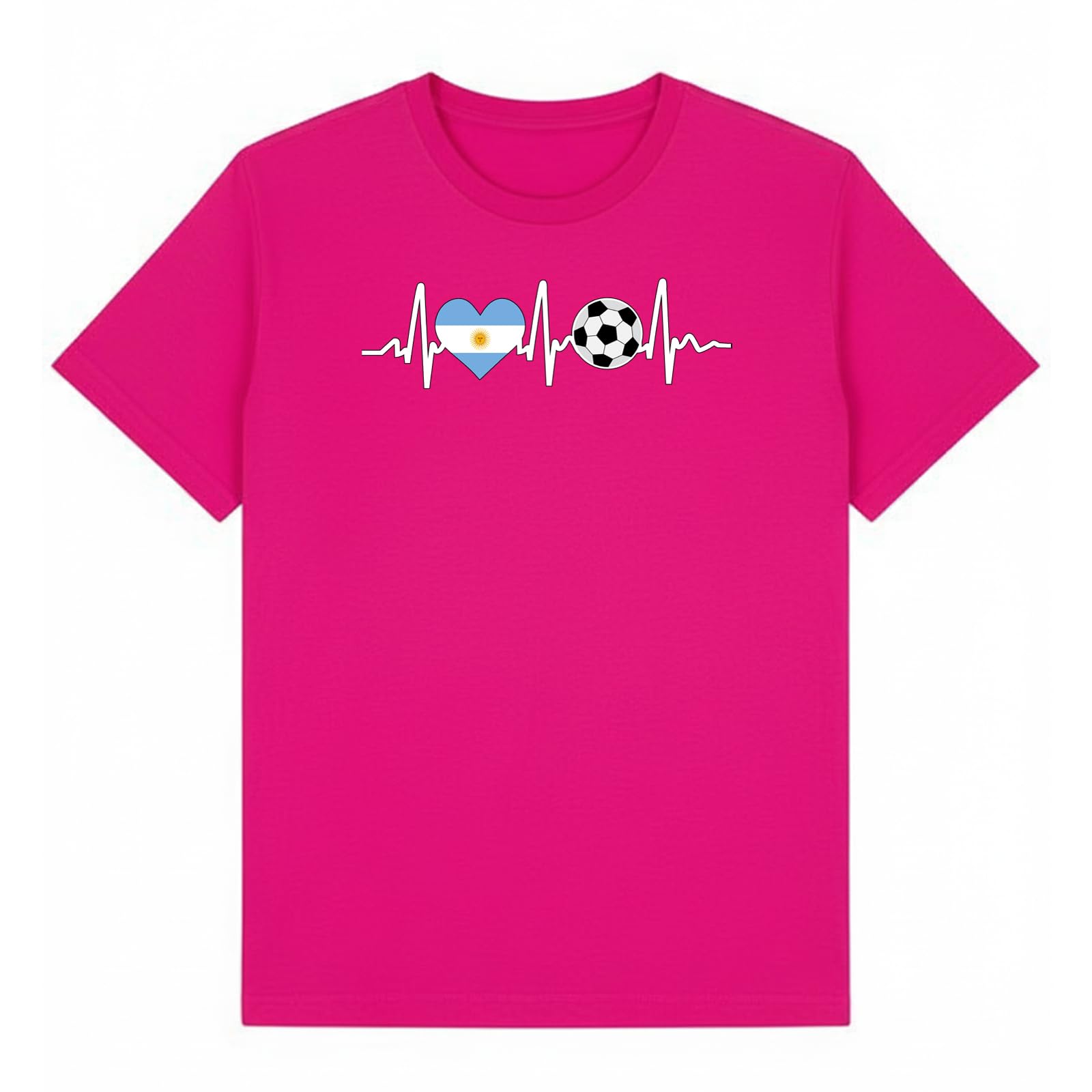 Argentina Soccer Heartbeat Sports Kids Graphic T-Shirt Football Fan Tee Heliconia 12-13Y