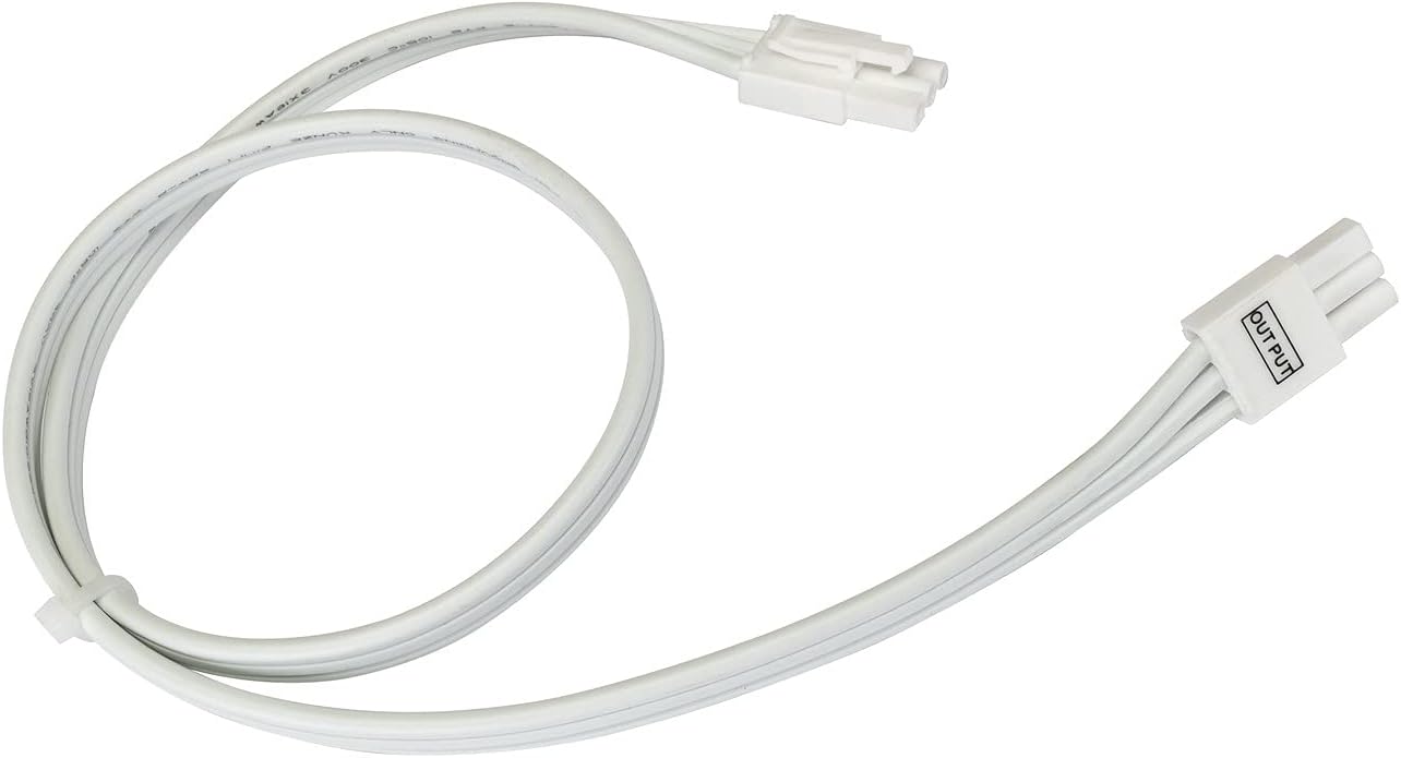 24-Inch White Under Cabinet Linkable Cable with Mounting Clips