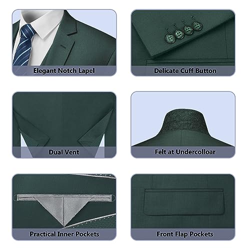 Image of Cooper & Nelson Men's Suit Slim Fit, 3 Piece Suits for Men, One Button Solid Jacket Vest Pants with Tie, Tuxedo Set