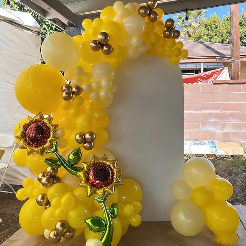 Image of YMSZ Yellow Balloons, 67pcs 12 Inch Light and Mustard Yellow Balloons for Birthday, Baby Shower, Sunflower Theme Party Decoration