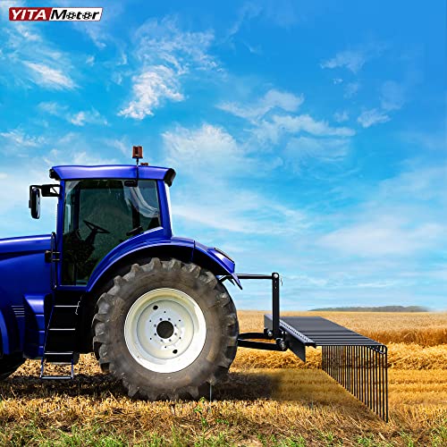 YITAMOTOR 72 Inch Durable Powder Coated Steel Pine Straw Rake Steel Spring Landscape Rake Attaches to Cat 0 Cat 1，3 Point Hitch for Tractor, Black Grey