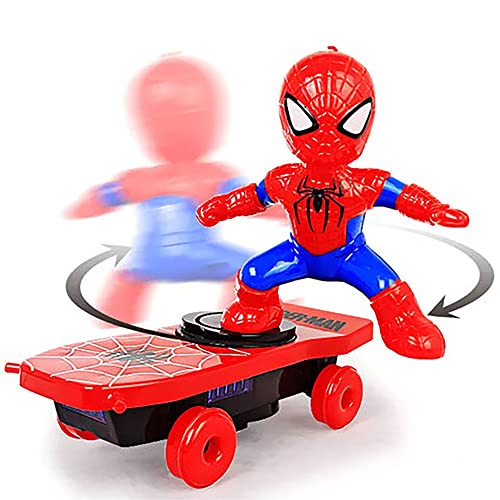 Kidology Kid's Superhero Electric Stunt Skateboard Toys 360° Rotate Tumbler with Music Colorful Light Electric Toy for Boys and Girls Aged 3+ - Image 2