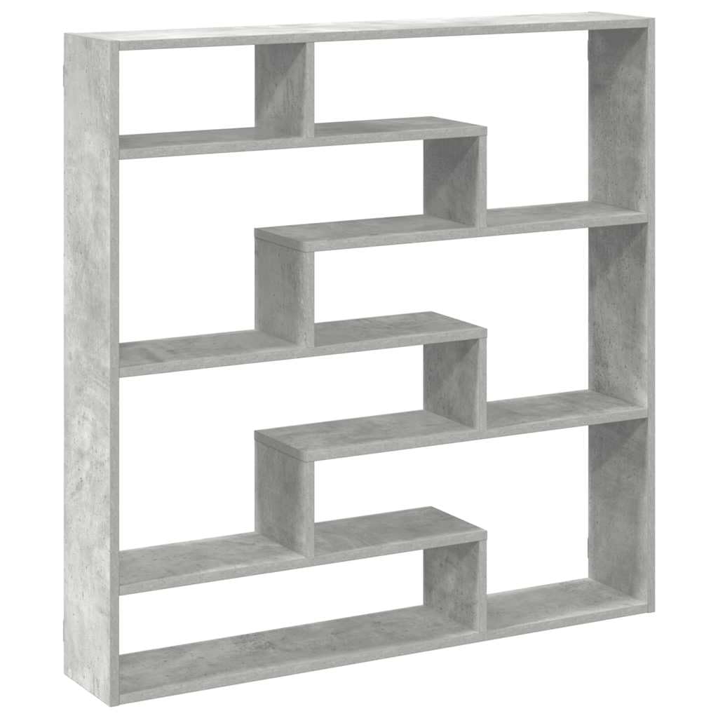 Wandregal 7 Fächer Betongrau Holzwerkstoff 100 x 18 x 100 cm Schwebendes Regal mit Modernem Design Robust und Langlebig für Wohnzimmer Schlafzimmer und Badezimmer