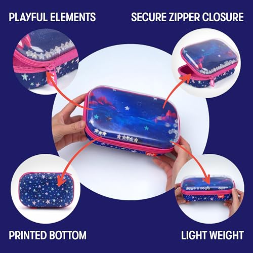 Trousse à crayons transparente ZIPIT à étoiles grande capacité pour filles