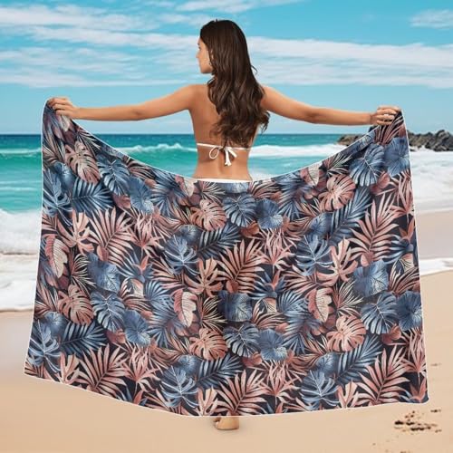 Tropical Flower Leaves Sarong Wraps Coverups Chiffon Long Bikini Wraps Sheer Resort Wear Dress Skirt4