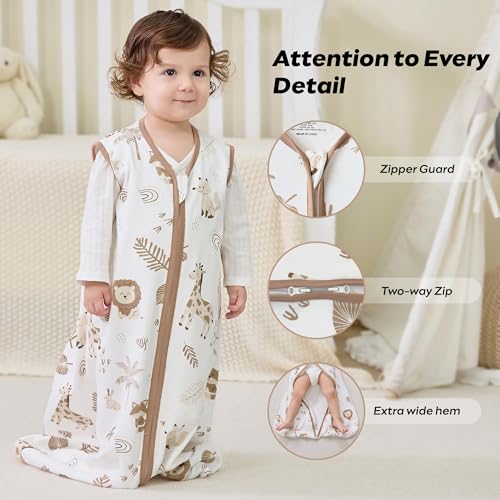 Image of JELLYMONI Baby Sleep Sack 6-12M, 0.5 TOG, 100% Cotton Wearable Blanket | 3 Pack, Soft Cotton Fabric, Breathable Lightweight Sleeveless Sleep Sack, Pre-Shrunk, 2-Way Zipper