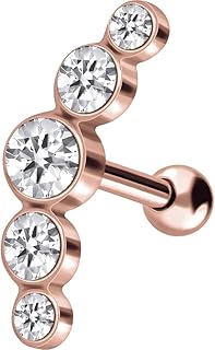ear piercing de acero quirúrgico - duradero y respetuoso con la piel - elegante joya para la oreja - tapón helicoidal - 5 cristales
