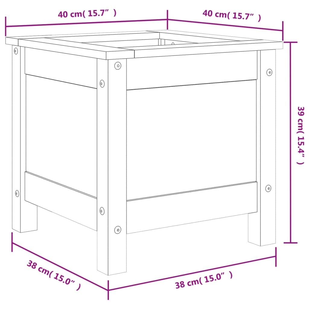 Weißer Pflanzkübel aus Massivholz Kiefer 40x40x39 cm Hoch Pflanzgefäß für Garten Balkon Terrasse mit rustikalem Design