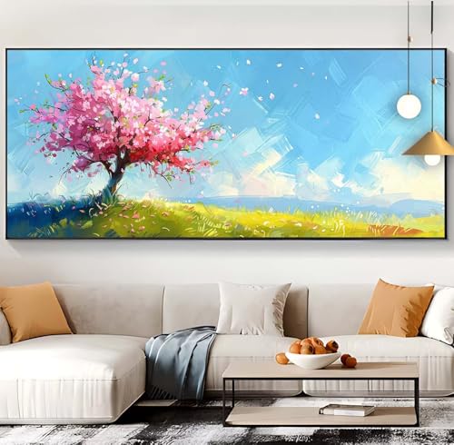Loisirs créatifs adultes anti-stress : canevas diamond painting géant arbre rose