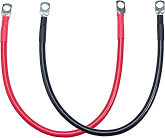 ECO-WORTHY 5AWG Battery Cable with 5/16'' (M8) Lug Terminals 14inch Cables Set Tinned Copper Battery Inverter Cable for Car, Truck, RV, Solar
