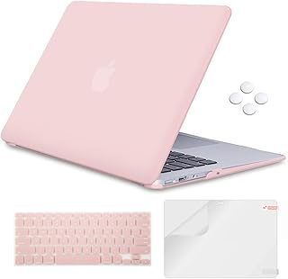 MacBook Air Case 13 inch, iCasso Plastic Hard Shell Protector Case with Keyboard Cover, Compatible MacBook Model A1369 & A1466 (Older Version Release 2010-2017) - Pink