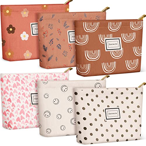 Sanwuta 6 Pcs Corduroy Makeup Bags Cosmetic...