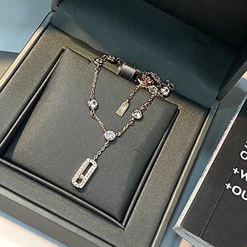 Piede del Braccialetto della cavigliera, Gioielli in Argento Sterling 925 Puro di Marca per Le Donne Cavigliera da Spiaggia Slide Stone Drop Pendant Cavigliera Move Stone Design Cavigliere estive