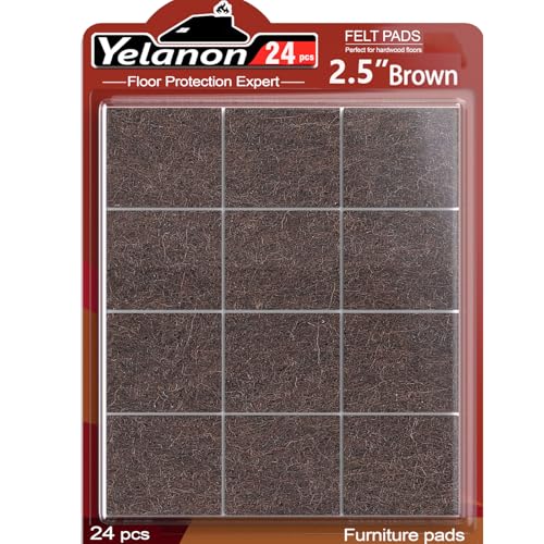 Yelanon Felt Furniture Pads for Hardwood Floors -24 Pcs 2.5"