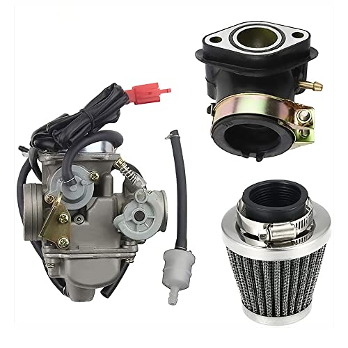 WOOSTAR PD24J Carburador con 42mm Filtros de Aire Admision Aire Tubo Reemplazo para 4 Tiempos GY6 125cc 150cc Taotao Go Kart Scooter 152QMI 157QMJ Motor Cover