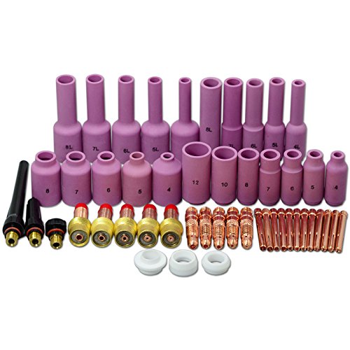 Image of RIVERWELD TIG Gas Lens Collet Body Ceramic Cup 45V 10N 54N 57Y kit 50pcs