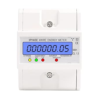 Ketsicart 3 Phase 4 Wire Energy Meter 220/380V 580A Energy Consumption kWh Meter DIN Rail Installation Digital Electric Power Meter with L Ba Light Display