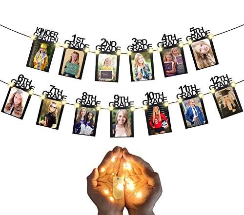 Image of Graduation Decorations Class of 2026 Photo Banner with LED String Light, 4x6 K-12 Graduation Party Photo Display Senior 2026 Decorations for High School 5th 8th Grad Party Supplies TD134