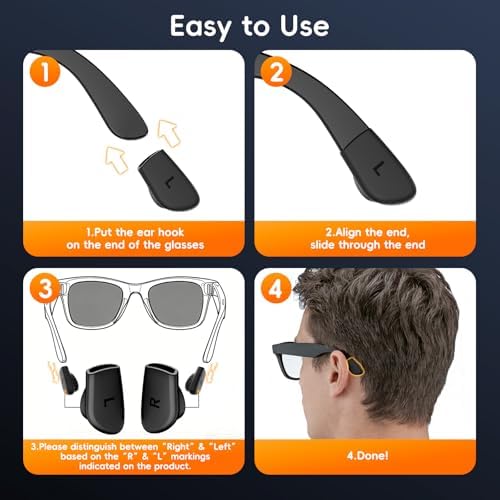 YaCeSyn Eyeglass Ear Grip for Meta Wayfarer/Skyler/Headliner (Gen 1 & 2) Smart Glasses Accessories, Anti-Slip Silicone Ear Cushion Retainers for Meta Smart Sunglasses Ears Grippers (1 Pair) — view 4