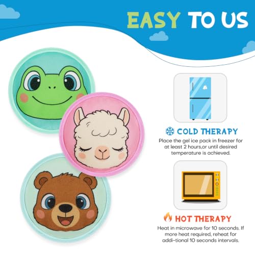 Image of Large Kids Ice Packs for Boo Boos with Strap, 3 Packs Cute Reusable Hot Cold Gel Packs for Kid's Fever,Pain Relief,Wisdom Teeth,First Aid and Neck, Head, Arms, Legs Injuries