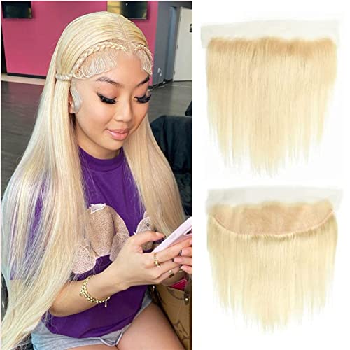 613 Frontal Closure 13x4 Full Blonde Lace Ear To Ear Straight Closure Unprocessed Brazilian Virgin Human Hair With Baby Hair Free Part Natural Hair 18 Inch