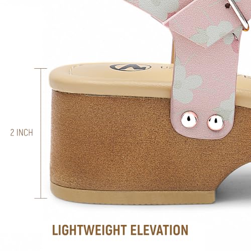 Image of Girls Sandals Wedge Platform Open Toe Sandals Ankle Strap Summer Heels Dress Shoes for Little Big Kid