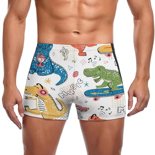 Slip de bain dinosaure sur skateboard pour homme - Maillot boxer fun