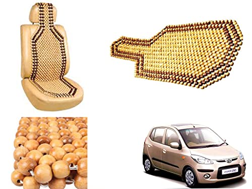 Image of Car Bead Seat Wooden Beads Cushion Cover Pad for Hyundai I10 Type 1, Acupressure Sitting Seat Cover | Cream Color - Pack of 1